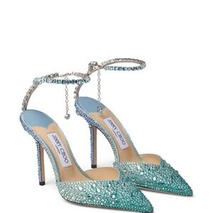 Jimmy Choo Saeda Crystal Peacock BNIB size 40 US 10